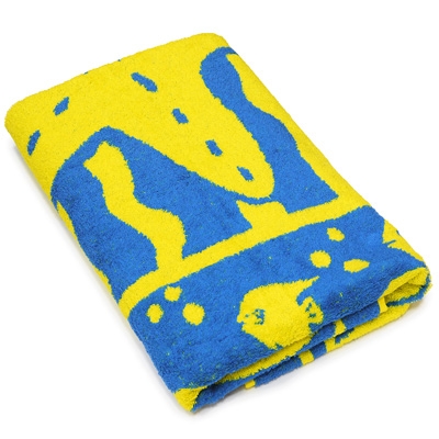 Полотенце махровое "Cleanelly", цвет: желтый, голубой, 70х150 размеров даже после многократных стирок инфо 3316j.