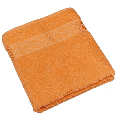 Полотенце махровое "Cleanelly", цвет: оранжевый, 100х150 размеров даже после многократных стирок инфо 3399j.