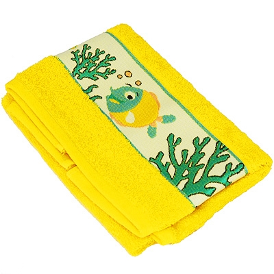 Полотенце детское махровое "Рыбки", цвет: желтый, 50 см х 70 см см Цвет: желтый Производитель: Турция инфо 745k.