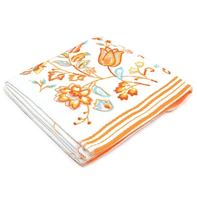 Полотенце махровое набивное 35х70, цвет: белый с оранжевым Серия: Любимый дом инфо 1092k.