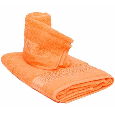 Комплект махровых полотенец "Cleanelly", цвет: оранжевый, 2 шт размеров даже после многократных стирок инфо 1161k.