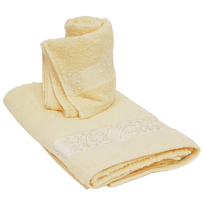 Комплект махровых полотенец "Cleanelly", цвет: светло-бежевый, 2 шт размеров даже после многократных стирок инфо 1162k.
