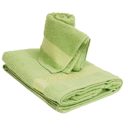 Комплект махровых полотенец "Cleanelly", цвет: светло-зеленый, 2 шт размеров даже после многократных стирок инфо 1163k.