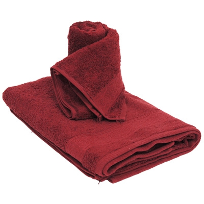 Комплект махровых полотенец "Cleanelly", цвет: бордовый, 2 шт размеров даже после многократных стирок инфо 1166k.