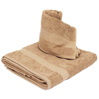 Комплект махровых полотенец "Cleanelly", цвет: коричневый, 2 шт размеров даже после многократных стирок инфо 1168k.