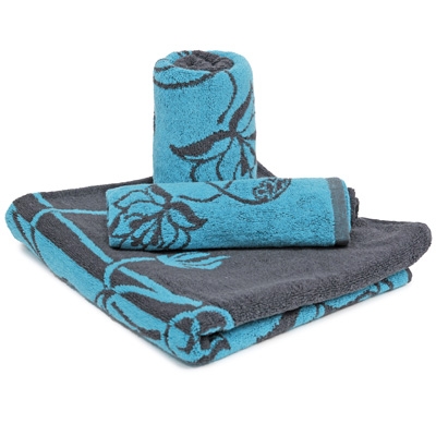 Комплект махровых полотенец "Джули", цвет: серый, голубой Португалии по заказу ООО "МаксиТекс" инфо 1181k.