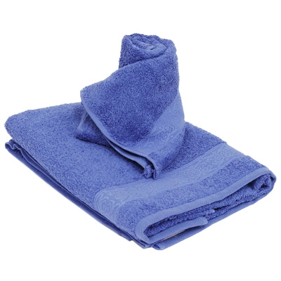 Комплект махровых полотенец "Cleanelly", цвет: синий, 2 шт размеров даже после многократных стирок инфо 1202k.