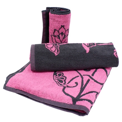 Комплект махровых полотенец "Джули", цвет: серый/розовый, 3 шт Португалии по заказу ООО "МаксиТекс" инфо 1206k.