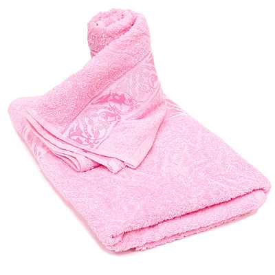 Комплект махровых полотенец "Cleanelly", цвет: розовый, 2 шт размеров даже после многократных стирок инфо 1208k.