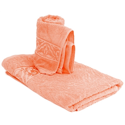 Комплект махровых полотенец "Cleanelly", цвет: светло-коралловый, 2 шт размеров даже после многократных стирок инфо 1209k.