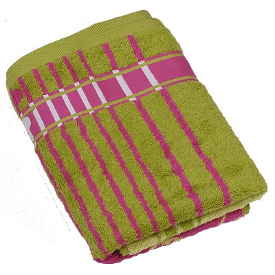 Полотенце махровое "Cleanelly", цвет: ярко-розовый, зеленый, 50х90 размеров даже после многократных стирок инфо 1240k.
