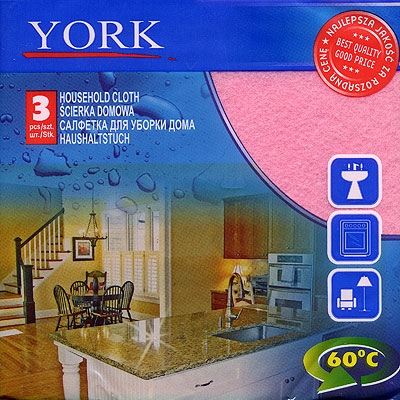 Салфетка для уборки дома, 3 шт York 2010 г ; Упаковка: пакет инфо 1594k.
