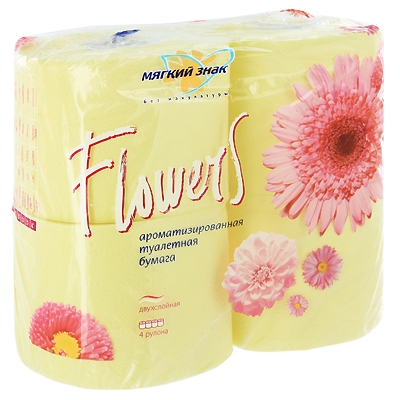 Туалетная бумага "Мягкий знак Flowers", цвет:желтый шт Производитель: Россия Товар сертифицирован инфо 4803b.
