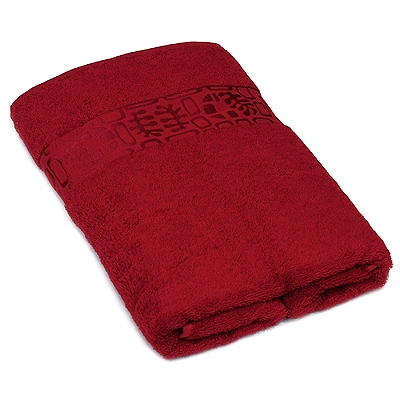 Полотенце махровое "Унисон" с вискозным бордюром 70х140, цвет: бордовый Турции по заказу ООО "МаксиТекс" инфо 9821l.