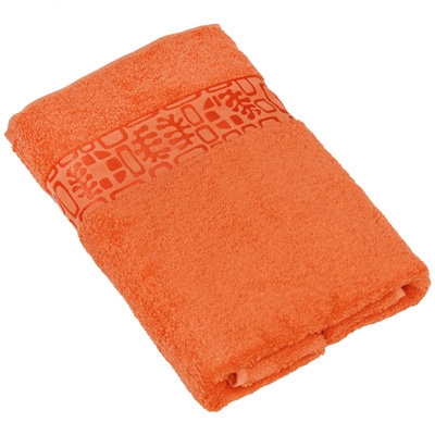 Полотенце махровое "Унисон" с вискозным бордюром 70х140, цвет: оранжевый Турции по заказу ООО "МаксиТекс" инфо 9826l.
