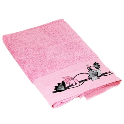 Полотенце махровое "Lotus" с вышивкой 50х100, цвет: розовый Турции по заказу ООО "МаксиТекс" инфо 8705m.