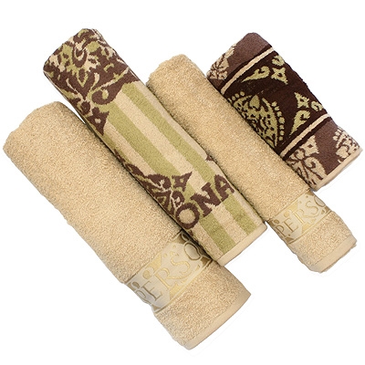 Комплект махровых полотенец "Persona", цвет: бежевый, коричневый Пакистане по заказу ООО "Макситекс" инфо 13070d.