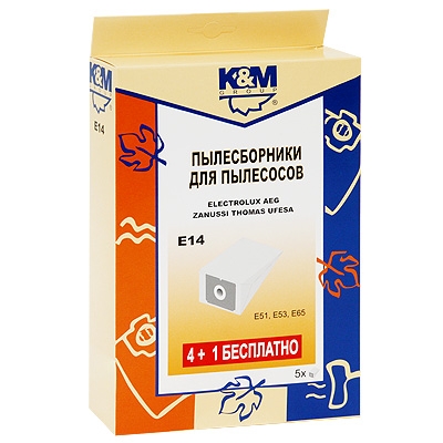 Набор пылесборников "K&M Group" для пылесосов "Electrolux" E14, 4 шт х 5 см Артикул: E14 инфо 10471f.